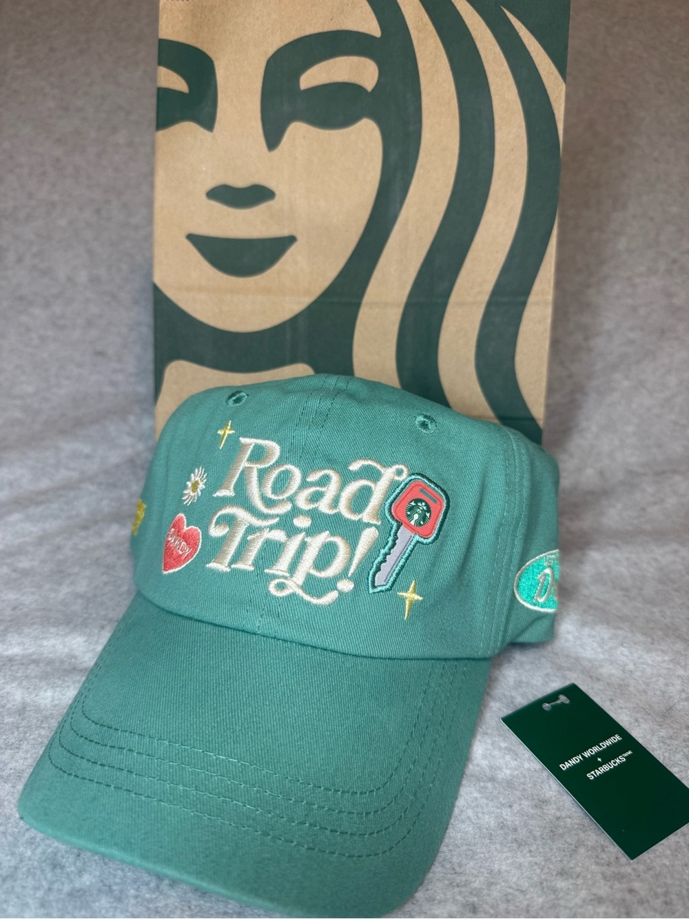 Starbucks Dandy collab limited edition Teal 'Road Trip' Embroidered Cap